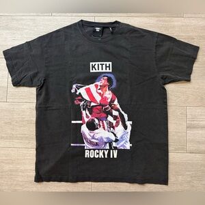 Men's KITH For Rocky IV khm030162-001 Vintage Tee Black T-Shirt Size L Large New
